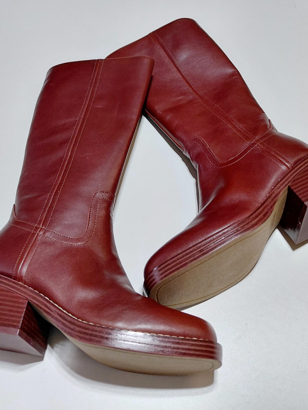 NINE WEST Women’s Broklyn Leather Block Heel Boot  Size 7.5M